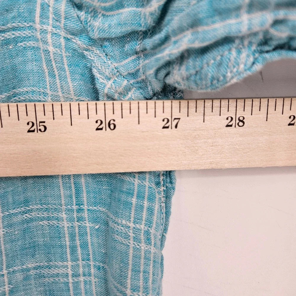 Tommy Bahama Shirt Mens XXXL Linen Long‎ Sleeve Button Up Blue White Check